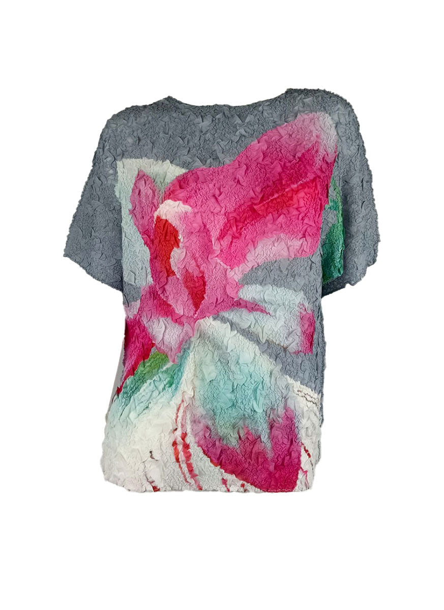 5250005 Floral Wrinkled Pleats Top *Last Piece