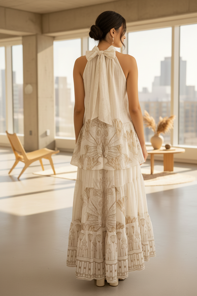 Halter Top & Embroidered Skirt Set