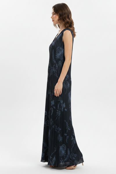 Printed Pattern Maxi Pleated Dress