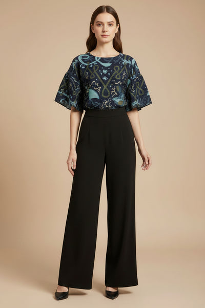Fluttery Sleeves Pleated Top