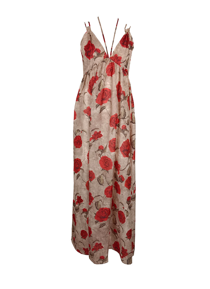 6240004 V-Neck Floral Printed Dress *Last Piece