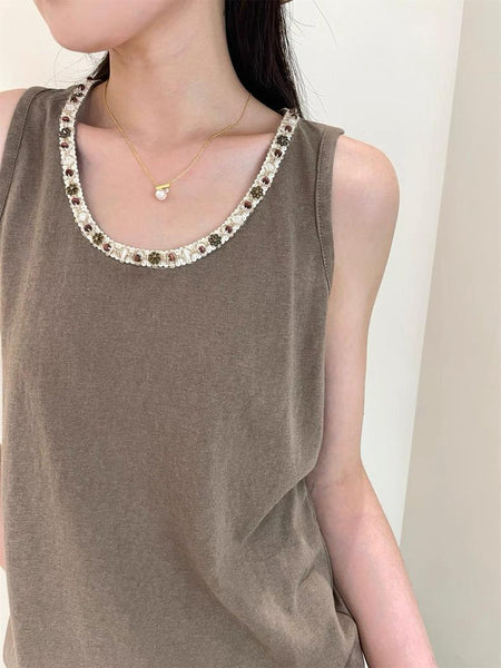 6250004 Embellished Tank Top