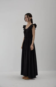 6250005 Ruffled Sleeves Maxi Dress