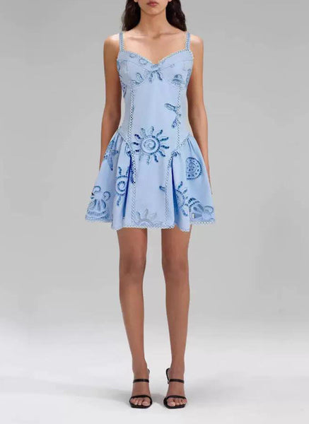 6250006 Embroidered Mini Dress