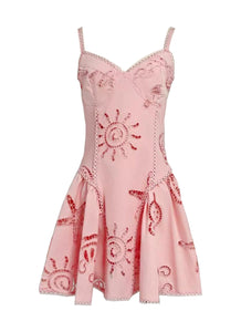 6250006 Embroidered Mini Dress *Pink