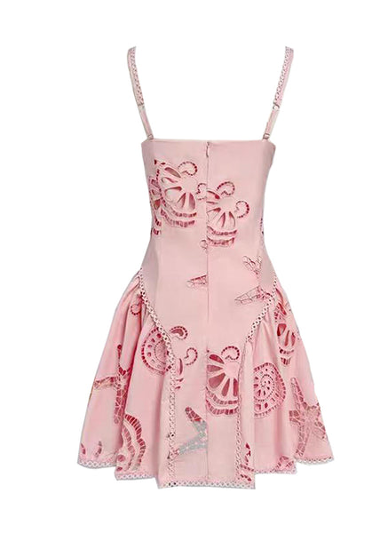 6250006 Embroidered Mini Dress