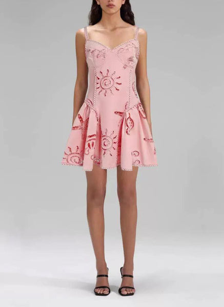 6250006 Embroidered Mini Dress