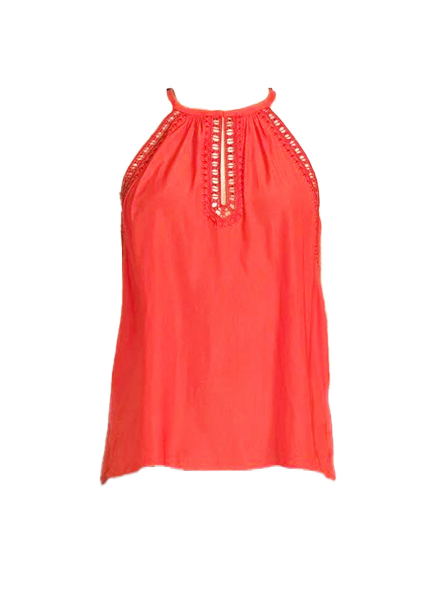 6250008 Lace Trimmed Halter Top