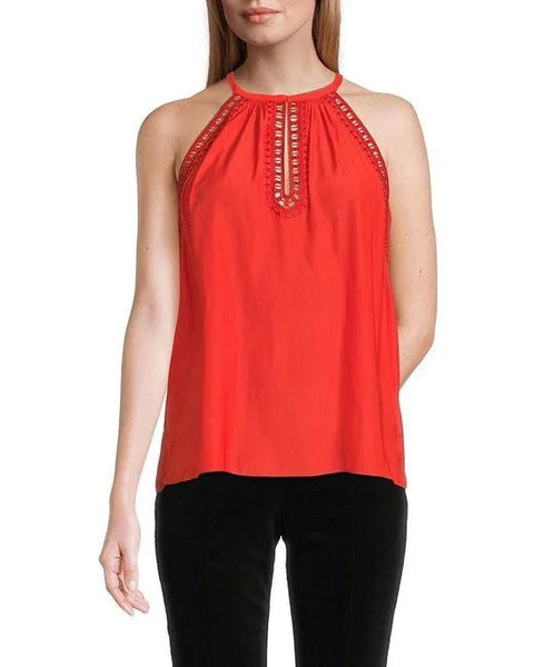 6250008 Lace Trimmed Halter Top