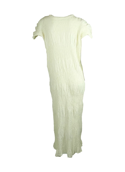 6250012 Shrink Stripe Pleated Long Dress