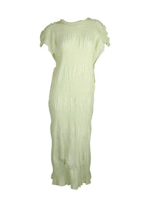 6250012 Shrink Stripe Pleated Long Dress