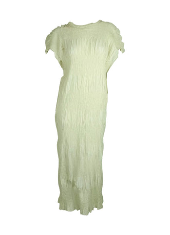 6250012 Shrink Stripe Pleated Long Dress