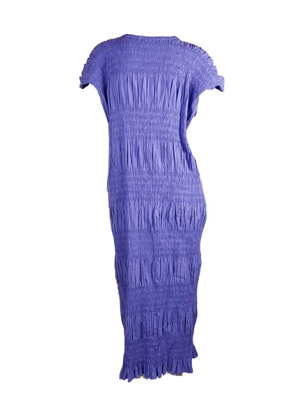 6250012 Shrink Stripe Pleated Long Dress