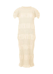6250012 Shrink Stripe Pleated Long Dress *Cream