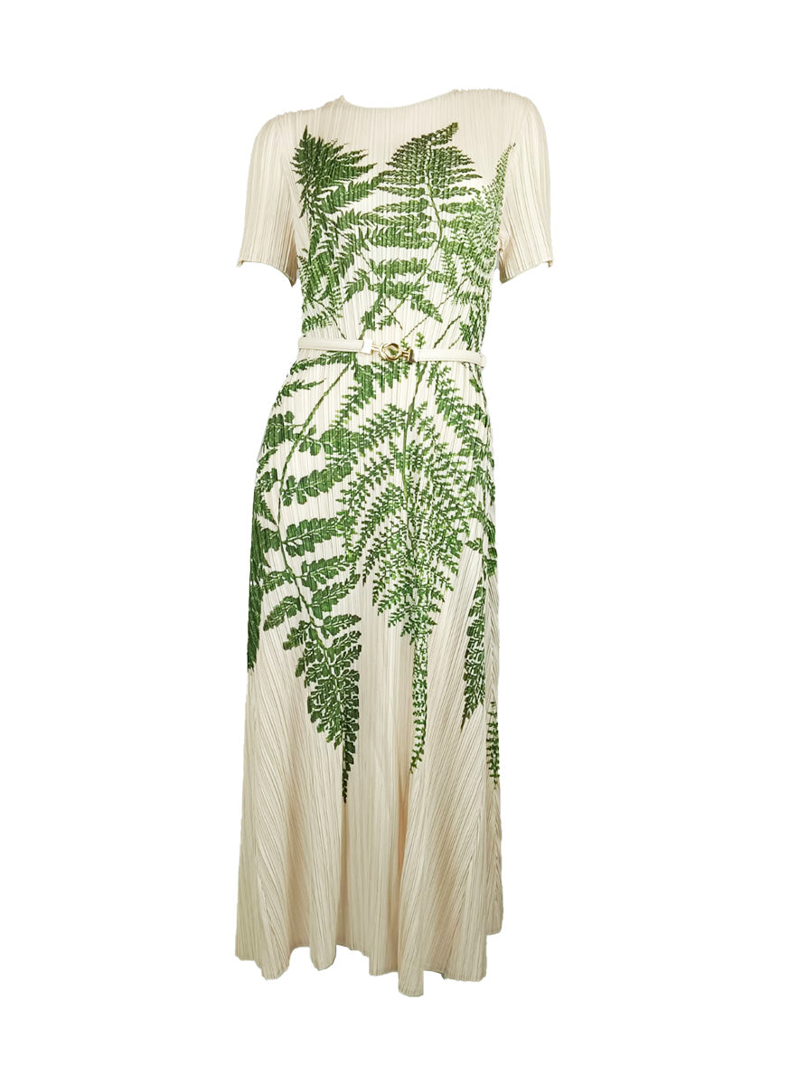 6250018 Print Pleated Maxi Dress