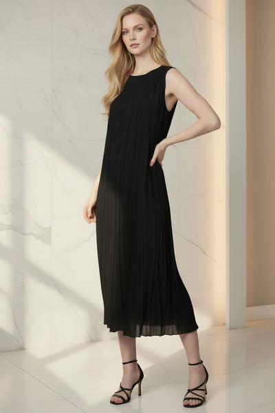 Crumpled Pleated Midi Dress