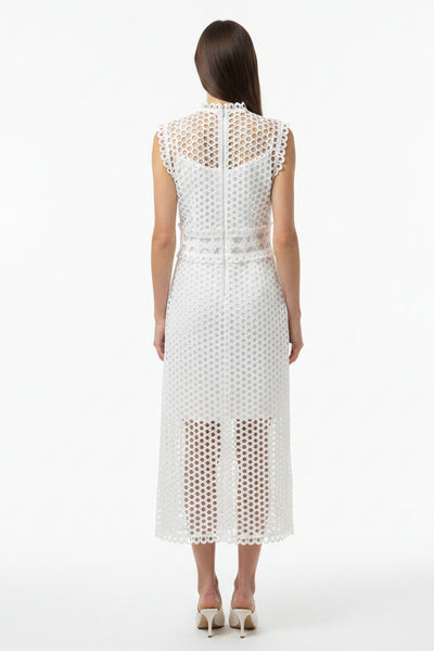 Lace Yoke Midi Dress