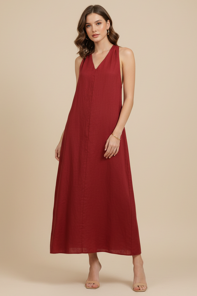 Halter-neck Linen Maxi Dress