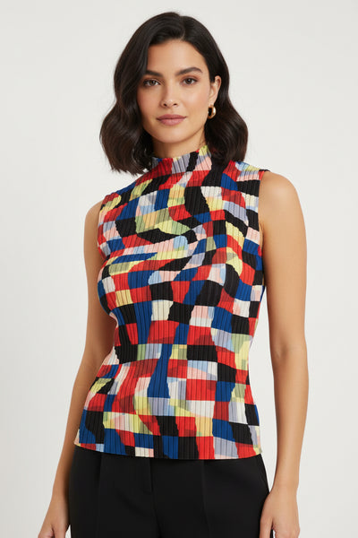 Patchwork Patterns Pleated Top
