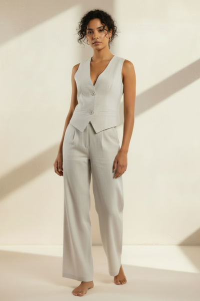 Vest-top & Wide-leg Linen Trousers Set