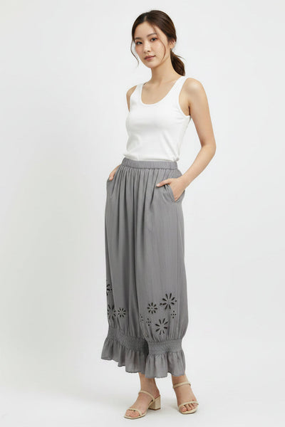 Floral Cutout Capri Pants