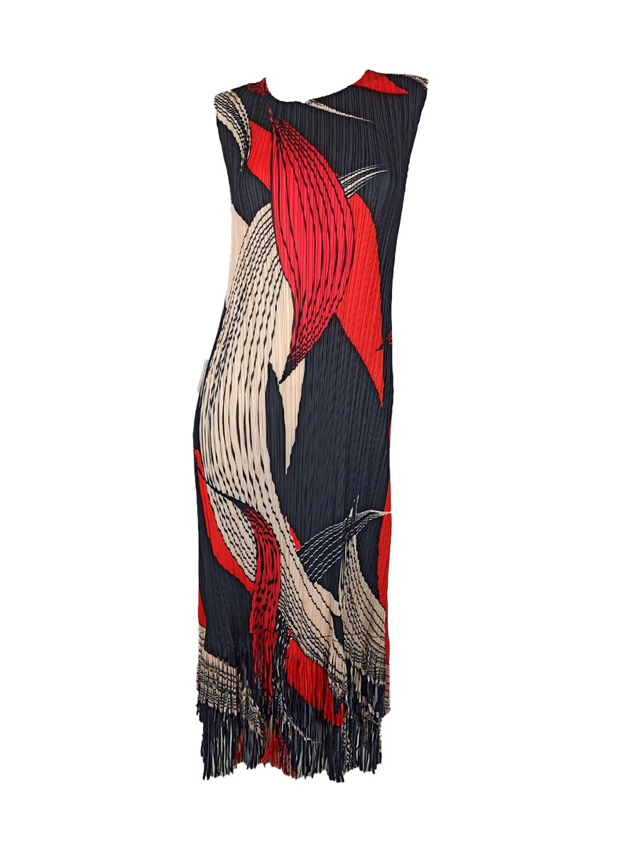 7250012 Artistic Swirl Pleated Dress