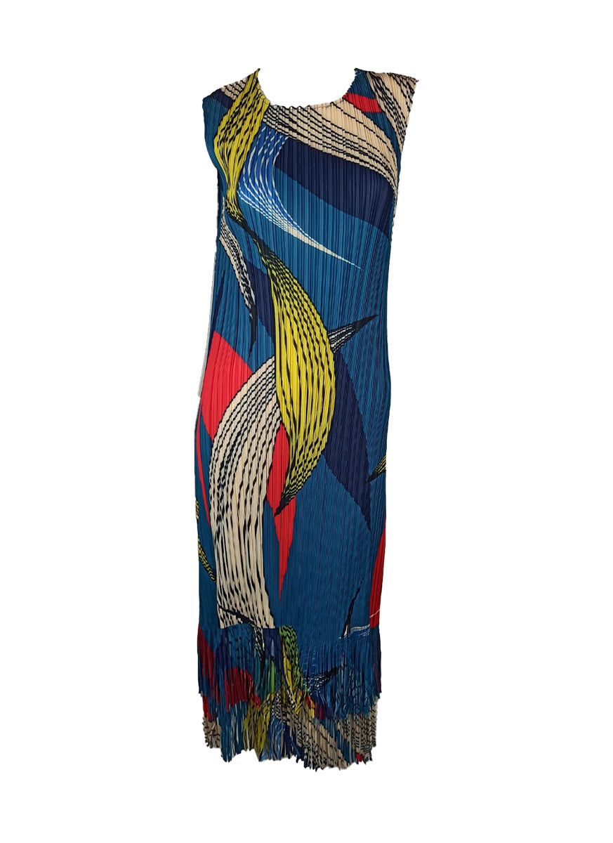 7250012 Artistic Swirl Pleated Dress