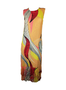 7250012 Artistic Swirl Pleated Dress