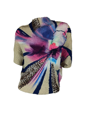 7250013 Leopard & Bloom Textured Top