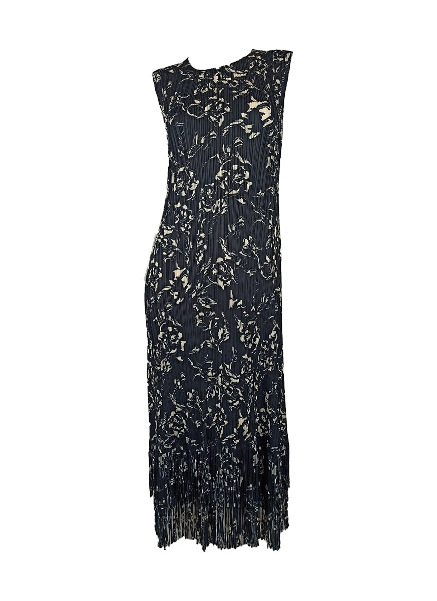 7250014 Fringe Hem Sleeveless Midi Dress 14
