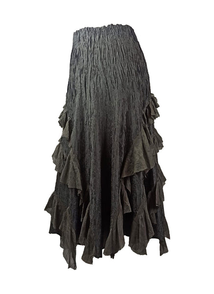 7250015 Crinkled Ruffled Midi Skirt