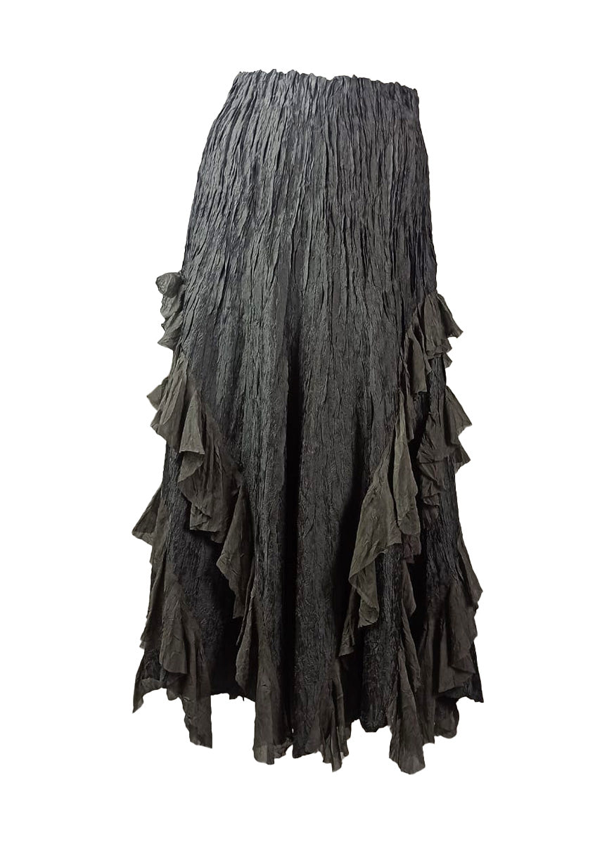 7250015 Crinkled Ruffled Midi Skirt