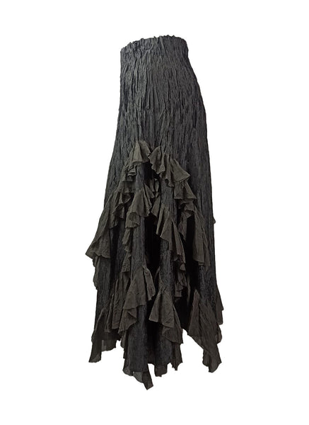 7250015 Crinkled Ruffled Midi Skirt