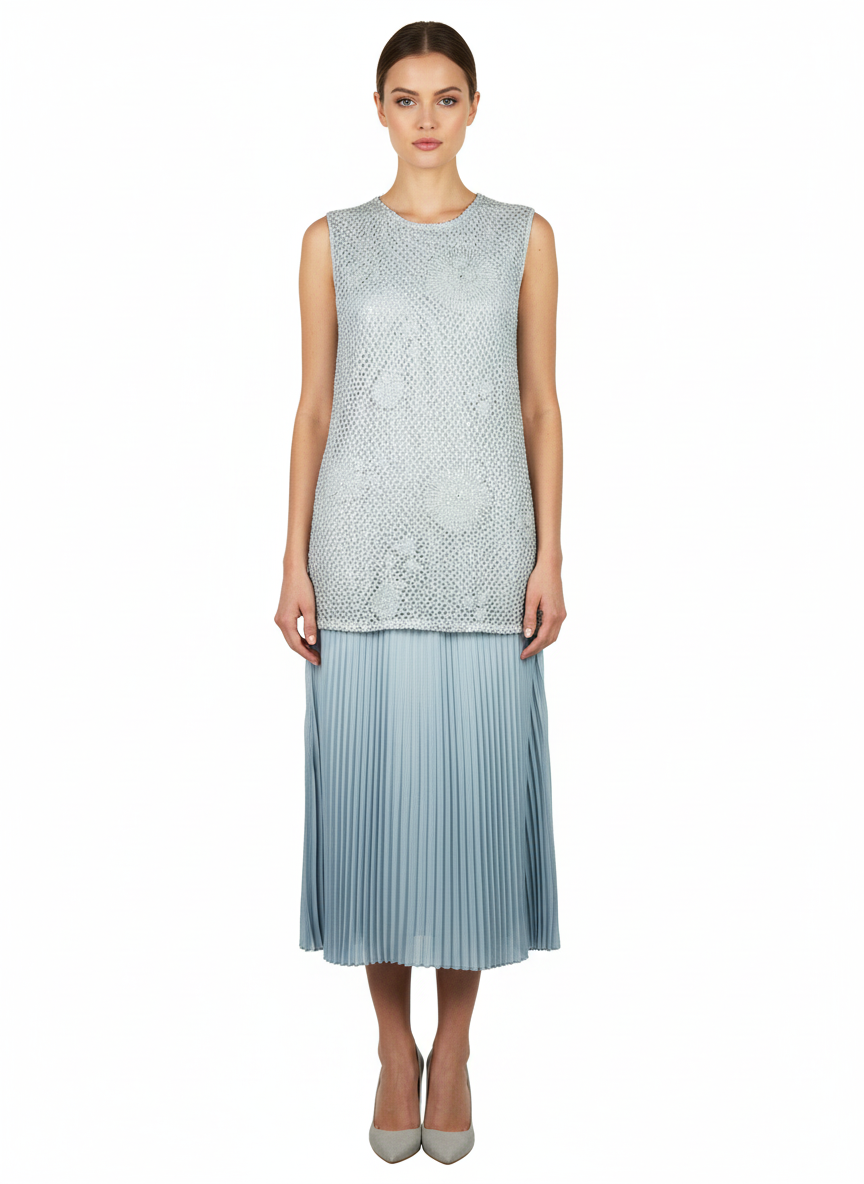 Ivory Mesh Long Dress