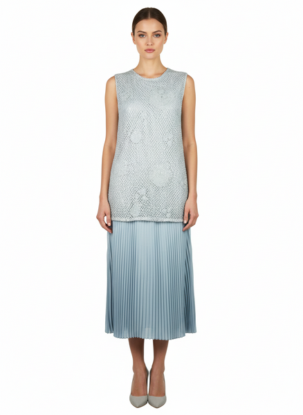 Ivory Mesh Long Dress