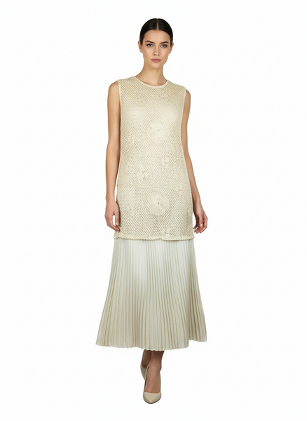 Ivory Mesh Long Dress