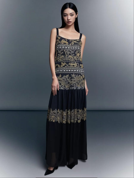 7250025 Embellished Vintage Maxi Dress