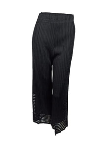 7250026 Pleated Palazzo Pants with Laser-cut Hem