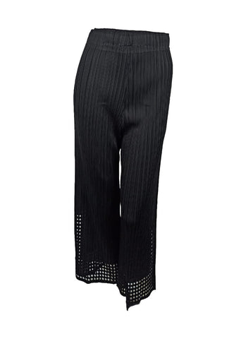7250026 Pleated Palazzo Pants with Laser-cut Hem