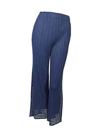 7250026 Pleated Palazzo Pants with Laser-cut Hem
