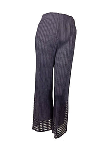 7250026 Pleated Palazzo Pants with Laser-cut Hem