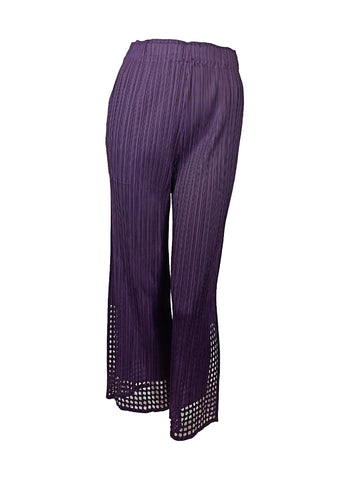 7250026 Pleated Palazzo Pants with Laser-cut Hem