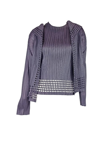 7250028 Pleated Long-Sleeved Cardigan