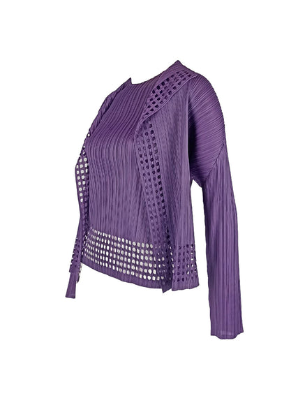 7250028 Pleated Long-Sleeved Cardigan