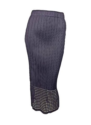 7250029 Pleated Midi Skirt With Laser-Cut Hem