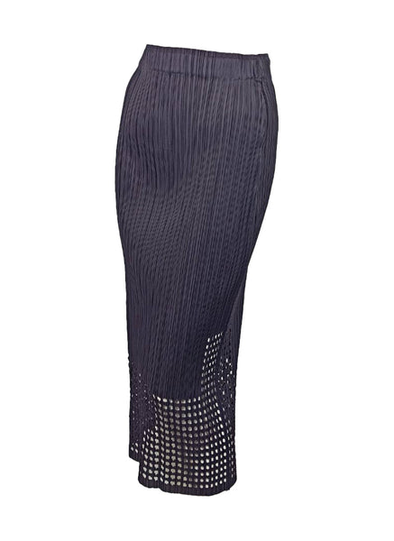 7250029 Pleated Midi Skirt With Laser-Cut Hem