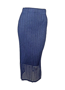 7250029 Pleated Midi Skirt With Laser-Cut Hem