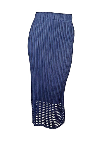 7250029 Pleated Midi Skirt With Laser-Cut Hem