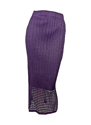 7250029 Pleated Midi Skirt With Laser-Cut Hem