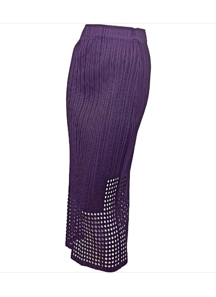 7250029 Pleated Midi Skirt With Laser-Cut Hem
